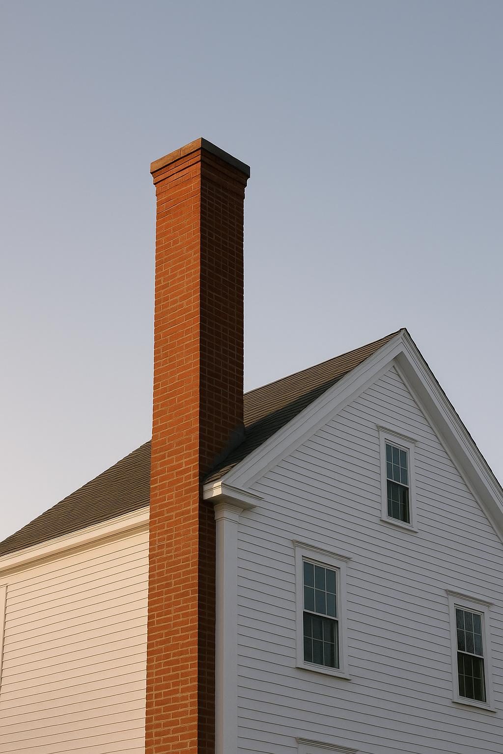 Brick chimney on a colonial house (illustration)
